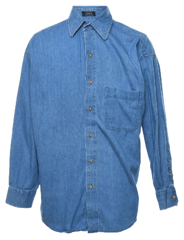 Light Wash Denim Shirt - M Casual Men's Short