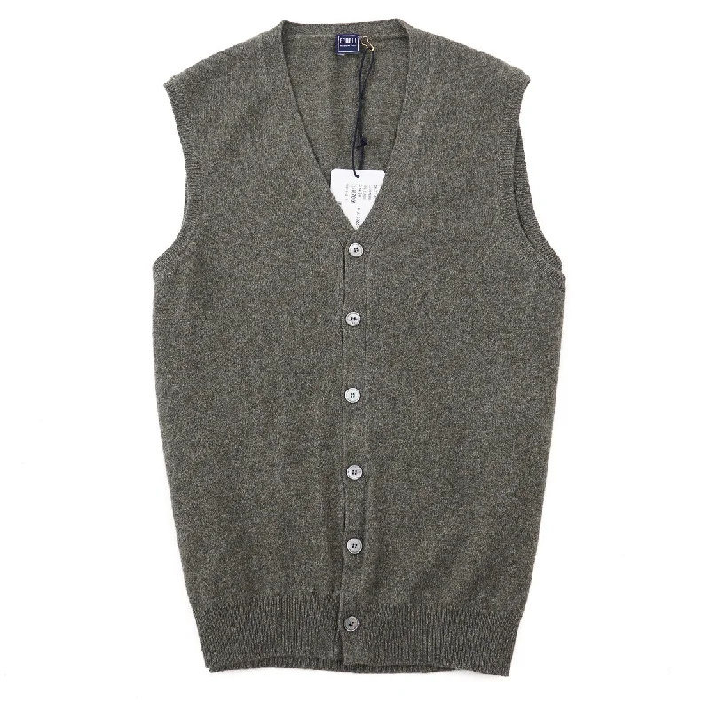 Fedeli Cashmere Cardigan Sweater Vest Sleek Men's Metallic