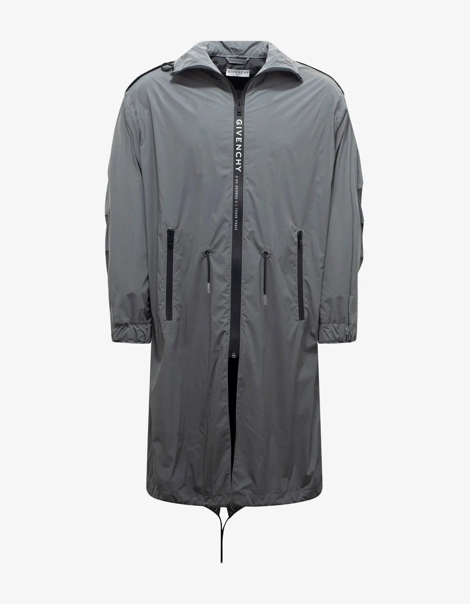 Givenchy Grey Reflective Nylon Parka Elegant Men's Formal 