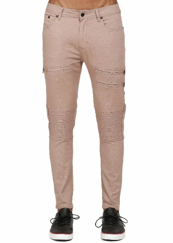 Konus Men's Skinny Jeans in Biker Style in Dark Beige Refined Men's Classic 