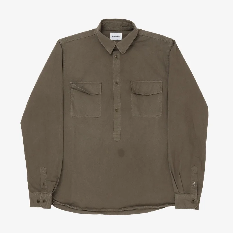 Hans Half Placket Twill Shirt Beach