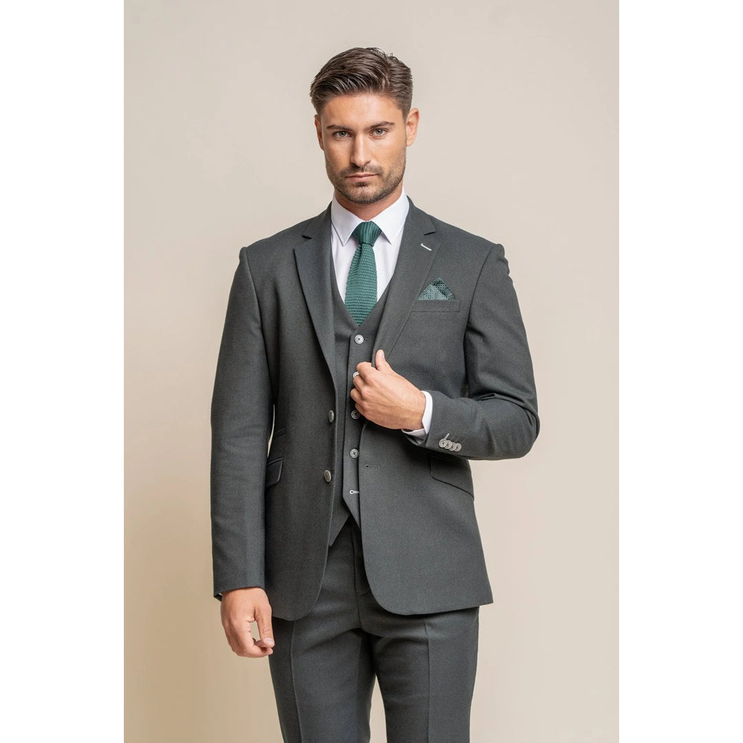 Furious - Men's Dark Olive Formal Blazer Polished Men's Satin