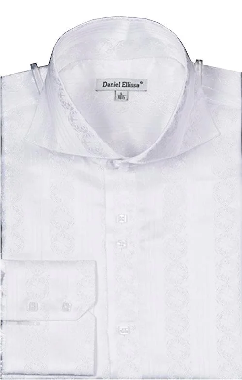 Dress Shirt Regular Fit Detailed Pattern in White Minimalist Men's Casual 