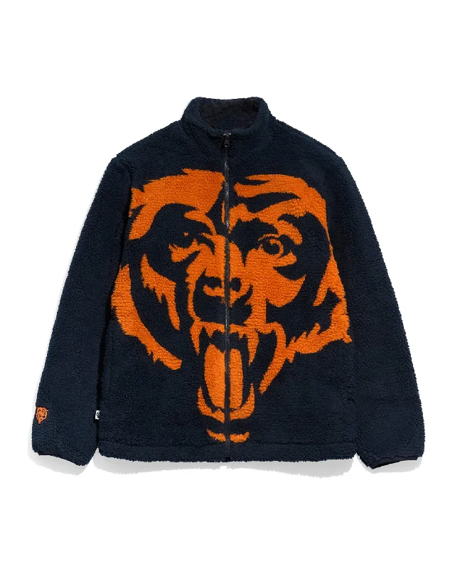 Chicago Bears Big Logo Sherpa Jacket Cozy Men's Sherpa