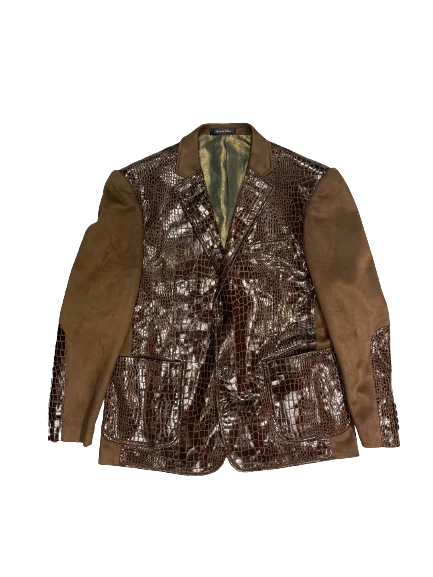 Inserch BL-565 Alligator Print Jacket Brown Business