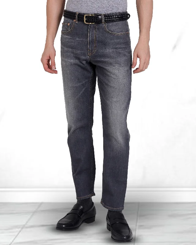 Faded Washed Grey Jeans Stylish Men's Neon