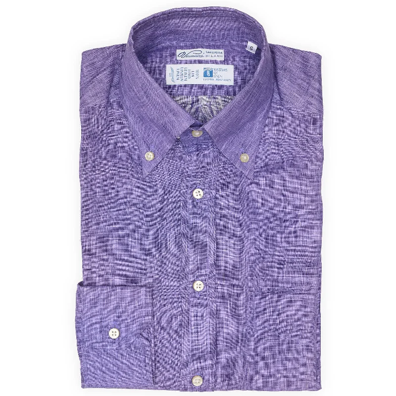 VANNUCCI Milano Purple Masters of Linen Dress Shirt EU S NEW US 15 Street