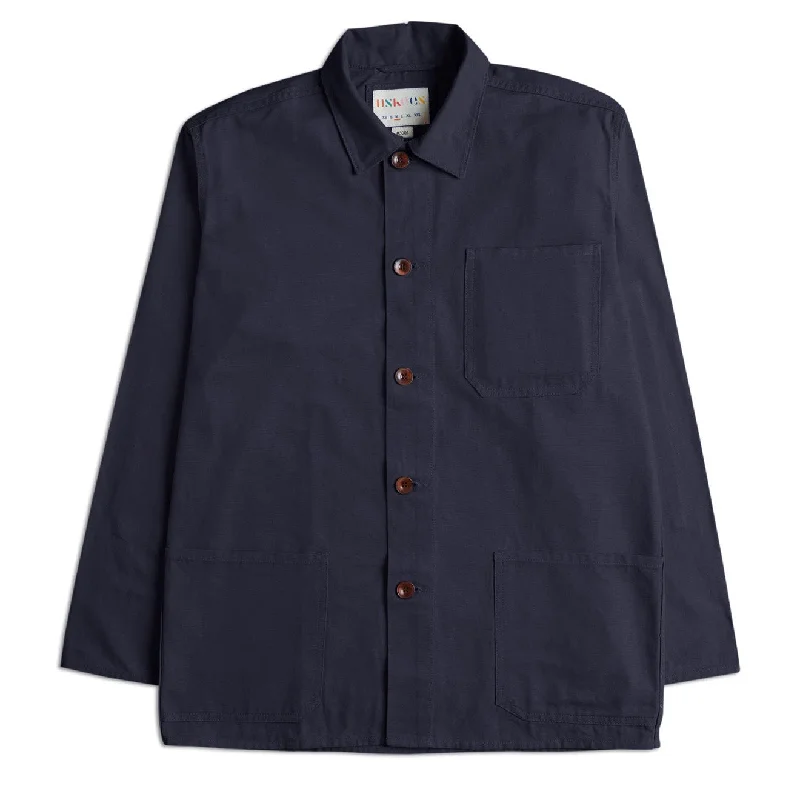 USKEES 3001 Buttoned Overshirt Midnight Blue Modern Men's Geometric