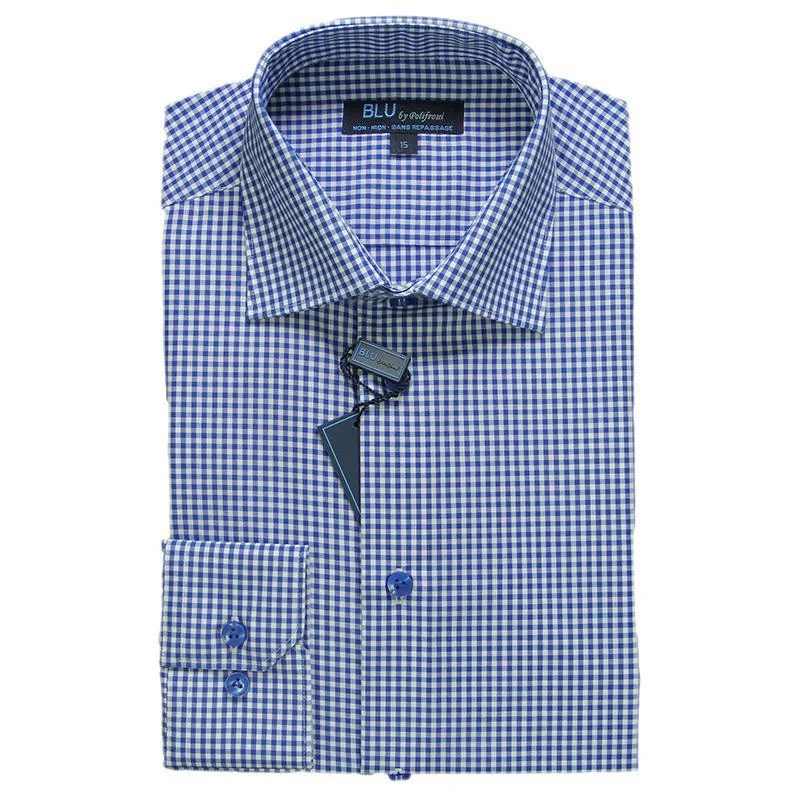 Miami Dress Shirt - Royal Blue Check Modern Men's 