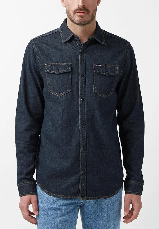 Stanley Men’s Long-Sleeve Denim Shirt in Indigo - BM22635 Trendy Men's Bucket