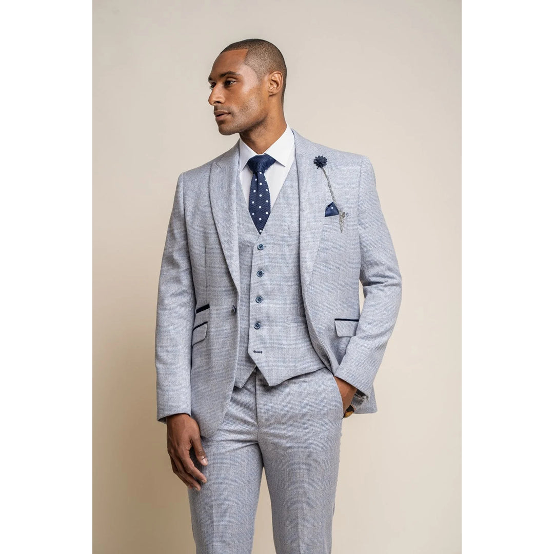 Caridi - Men's Light Blue Wedding Blazer Classic Men's Pin