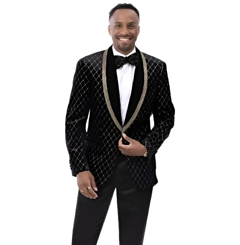 Kent & Park J190 Slim Fit Blazer With Matching Bowtie  Black/Gold Luxurious Men's High