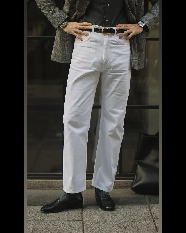 White Heavy Twill Jeans Artistic Men's Hand