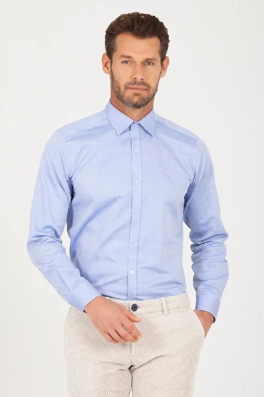 Regular Fit Long Sleeve Cotton Dark Blue Dress Shirt Streetwear Style