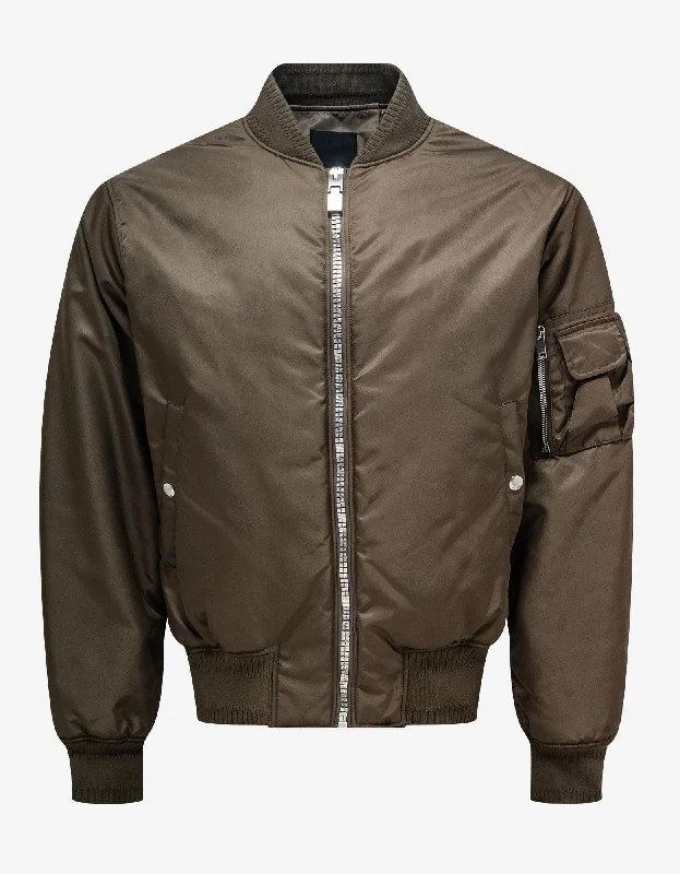 Givenchy Khaki Logo Bomber Jacket Youthful Men's Pop