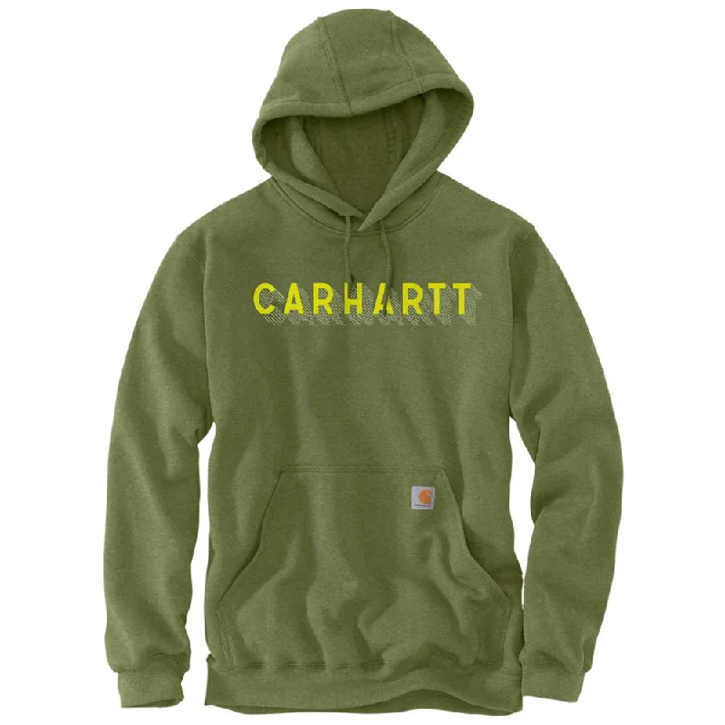 Carhartt 105944 Rain Defender Loose Fit Midweight Logo Graphic Hooded Sweatshirt Monochromatic All