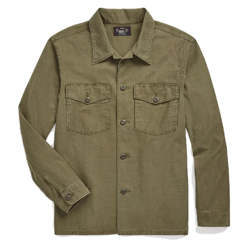 RRL by Ralph Lauren Reverse-Sateen Overshirt Olive Sporty Men's Tennis