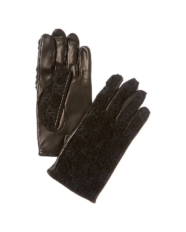 Gucci Cashmere-Lined Leather Gloves Unique Men's Patch