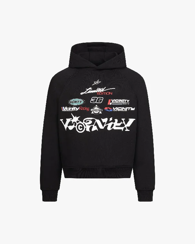 RACING LOGOS HOODIE BLACK Artistic Men's Hand