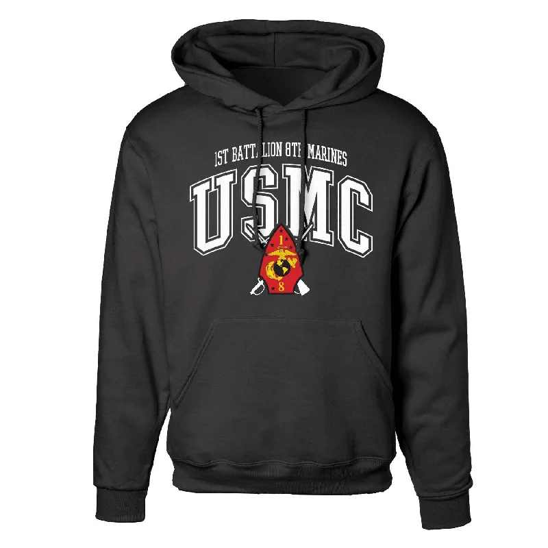 1st Battalion 8th Marines Arched Hoodie Edgy Men's Punk