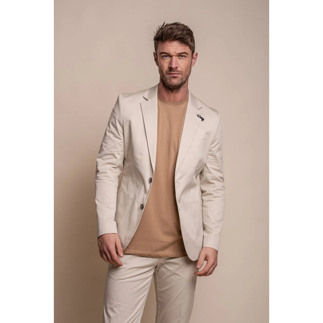 Mario - Men's Summer Beige Slim Fit Blazer Sleek Men's Metallic