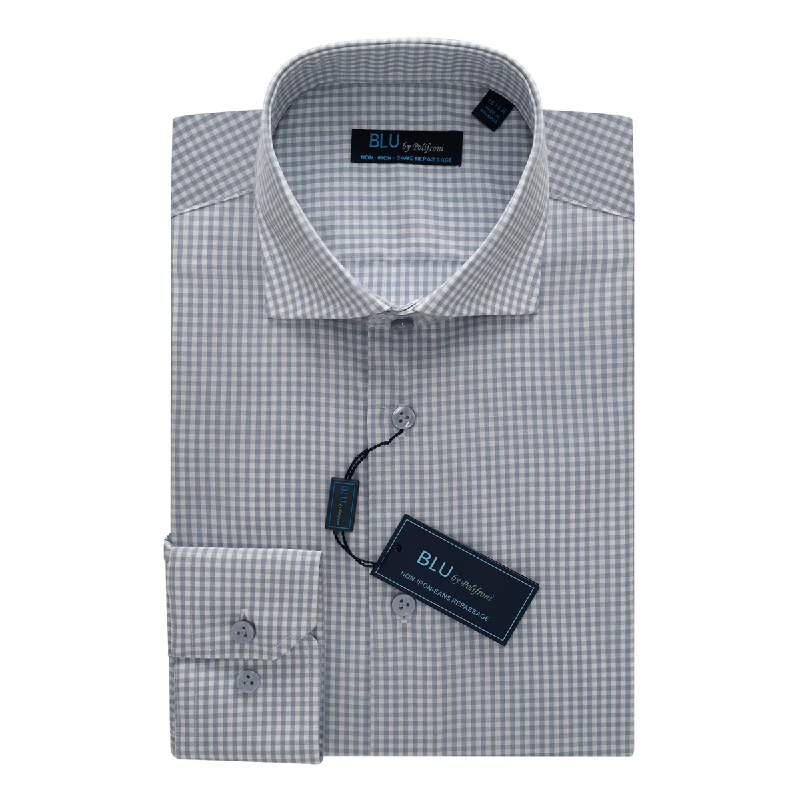 Miami Dress Shirt - Silver Check Refined Men's European