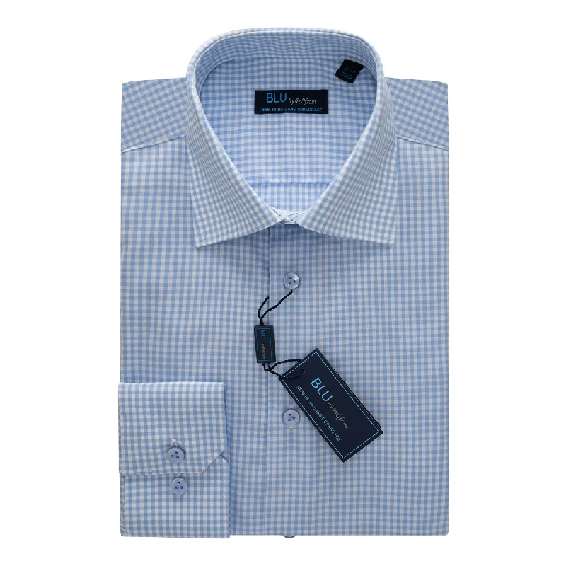 Miami Dress Shirt - Sky Blue Check Earthy Men's Sustainable 