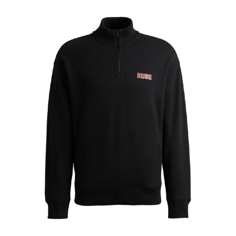 Logo-print zip-neck sweatshirt in cotton terry Traditional Men's Country