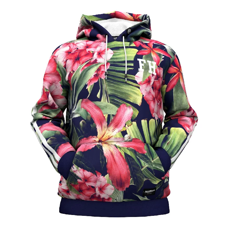 Exotic Floral Hoodie Cool Men's Distressed