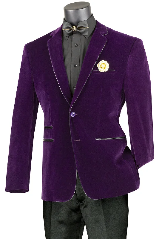 Vinci BS-02 Single Breast Velvet Purple Refined Men's Classic 