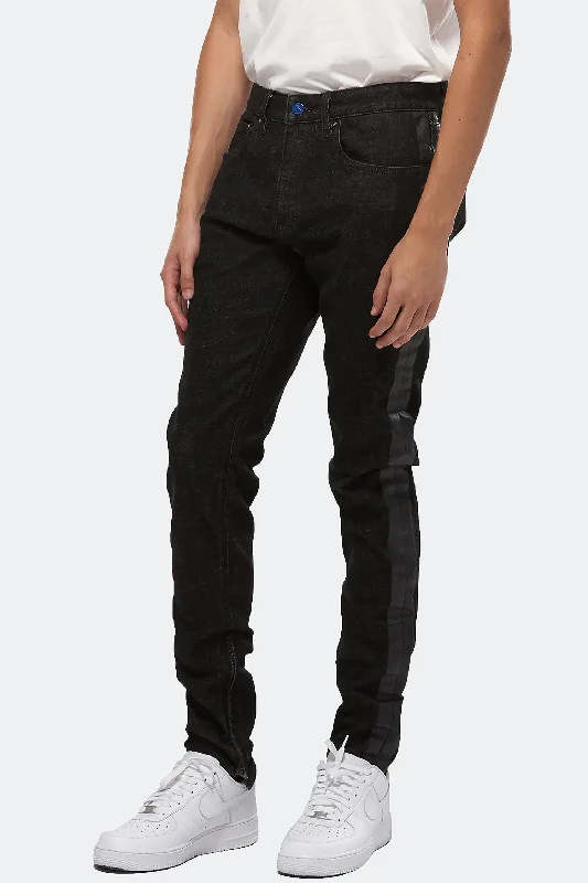 Konus Men's Black Denim With Print On Side Seams Laid