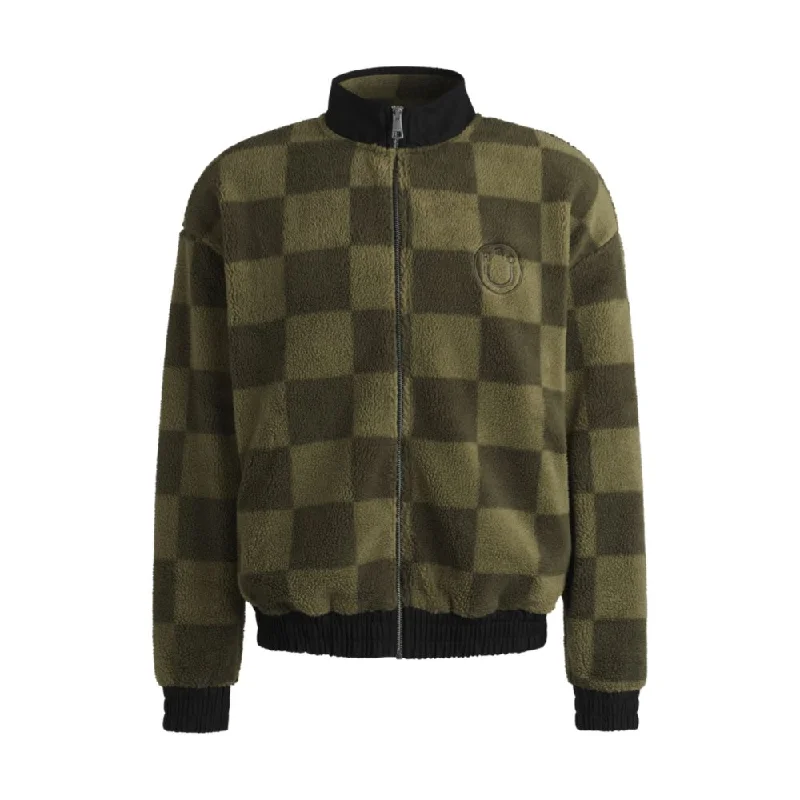 Loose-fit zip-up sweatshirt in checkerboard fleece Rugged Men's Outdoor 