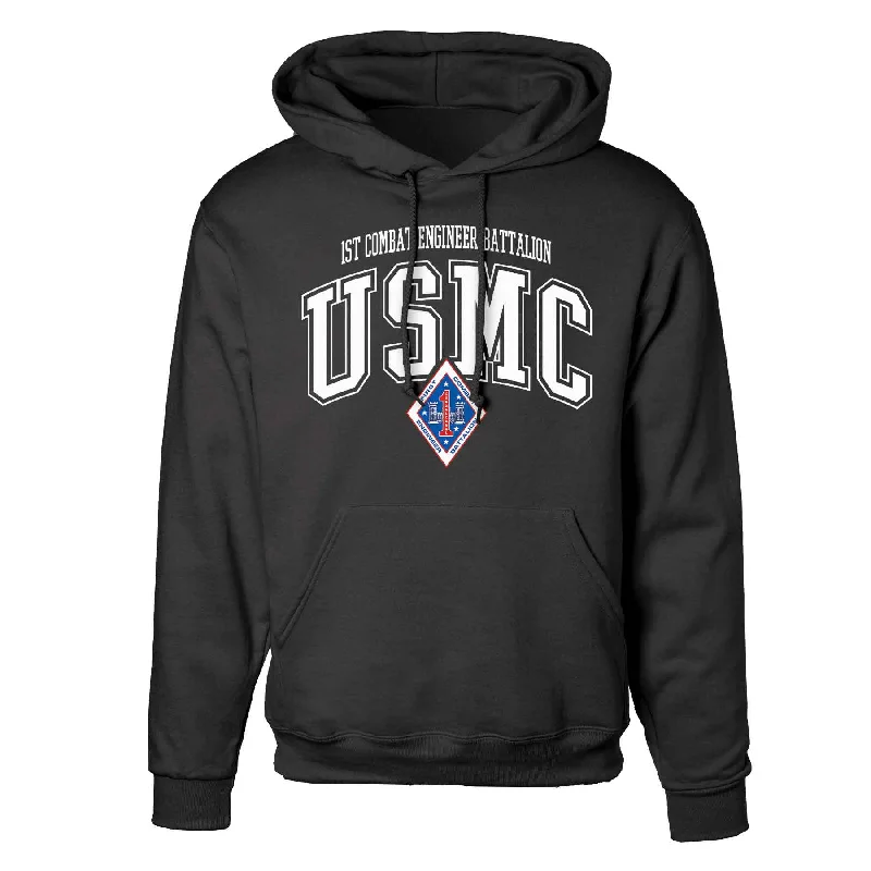 1st Combat Engineer Battalion Arched Hoodie Tough Men's Tactical