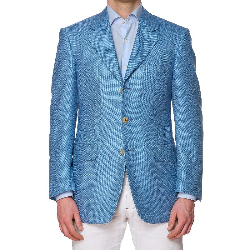 D'AVENZA for VANNUCCI Handmade Royal Blue Pure Silk Jacket EU 48 NEW US 38 Organic