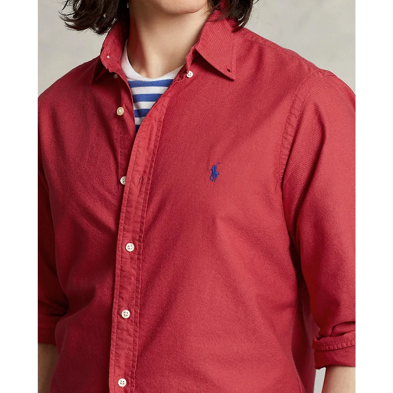 Oxford Shirt - Red Traditional Men's Wool