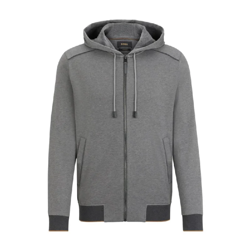 Double-faced zip-up hoodie in cotton Monochromatic Office Style