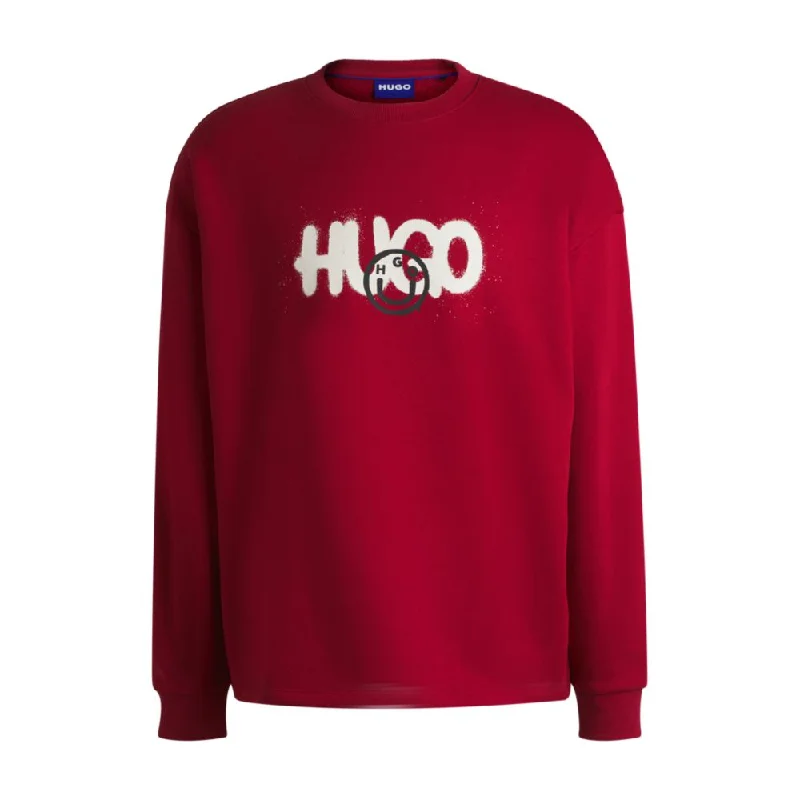 Cotton-terry sweatshirt with Happy HUGO logo Modern Men's Tech