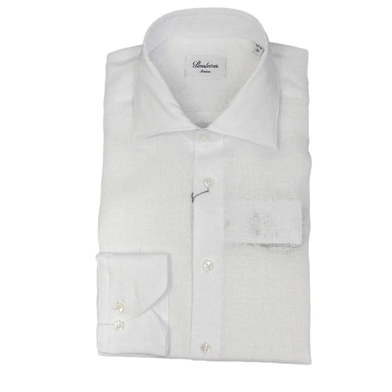 White Linen Slimline Dress Shirt - Stenströms Lumberjack