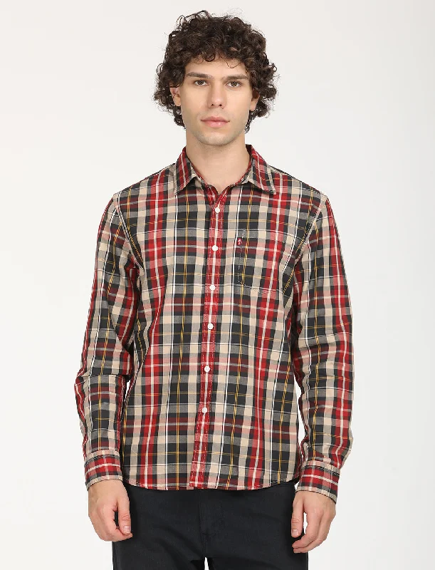 Men's Checkered Slim Fit Shirt Sleek Men's Metallic