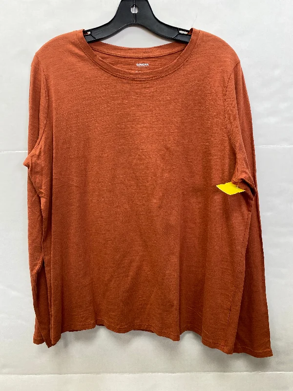 Top Long Sleeve By Sonoma In Brown, Size: Xl Business