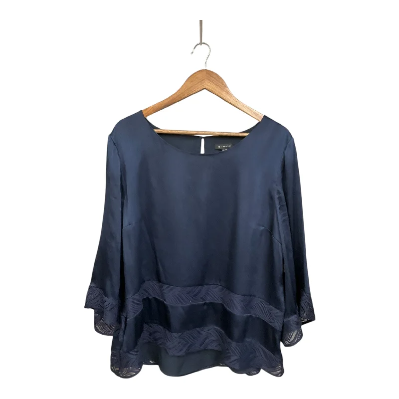 Top 3/4 Sleeve By H For Halston In Navy, Size: Xl Practical Men's Multi