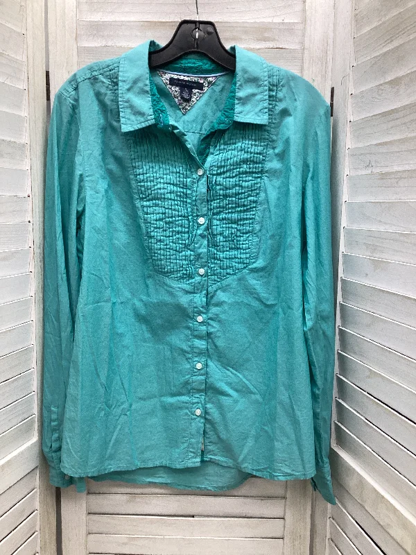 Top Long Sleeve By Tommy Hilfiger In Teal, Size: Xl Business