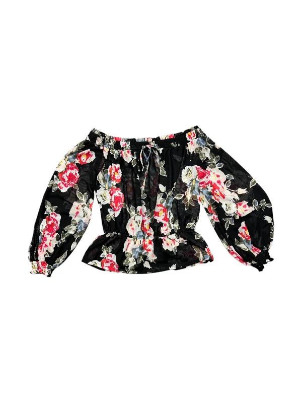 Top Long Sleeve By White House Black Market In Floral Print, Size: M Streetwear Style