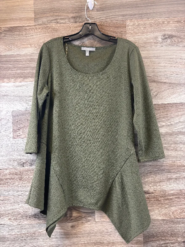 Top 3/4 Sleeve Basic By Ny Collection In Green, Size: L Monochromatic All