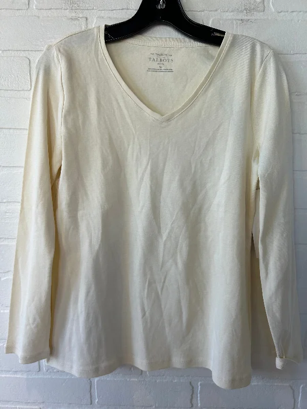 Top Long Sleeve Basic By Talbots In Cream, Size: Mp Beach