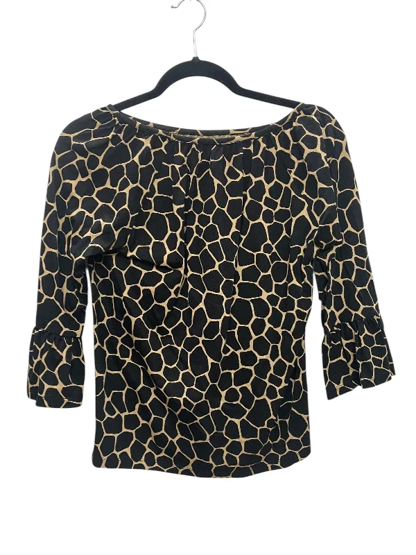 Top Long Sleeve By Michael By Michael Kors In Animal Print, Size: S Trendy Men's Oversized