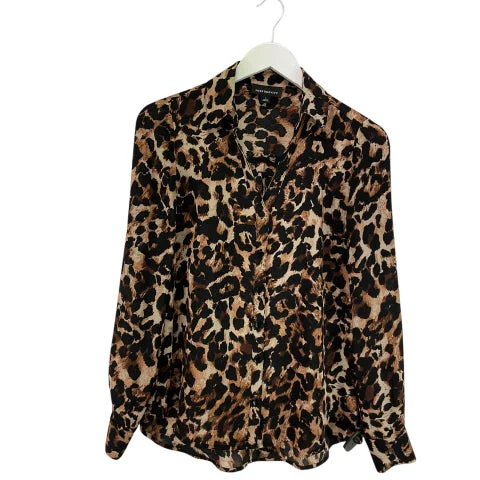 Top Long Sleeve By Fortune & Ivy In Animal Print, Size: S Trendy Men's Oversized