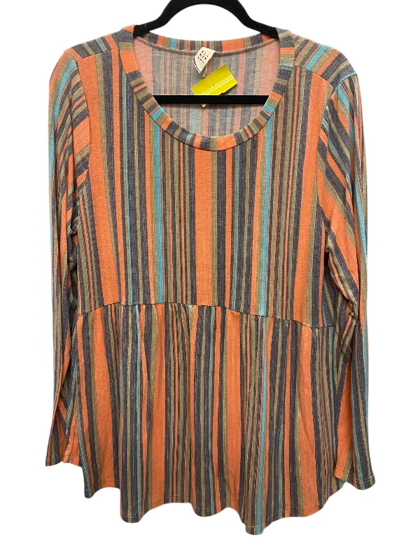 Top Long Sleeve Basic By Flamingo Urban In Striped Pattern, Size: M Tailored