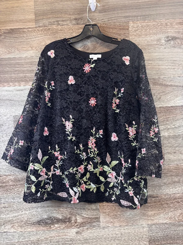 Top Long Sleeve By Charter Club In Floral Print, Size: L Monochromatic Office Style