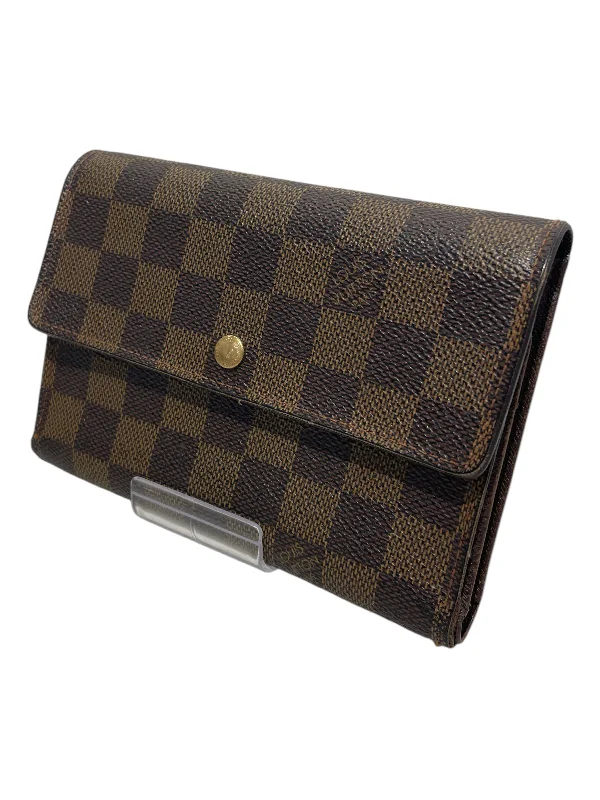 LOUIS VUITTON/Wallet/All Over Print/Leather/BRW/Damier Ebene Monochromatic Office Style